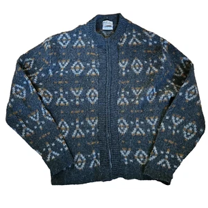 Sears Sportswear Mens L Wool Mohair Blend Cardigan Sweater Grunge Vintage Zip - Picture 1 of 8