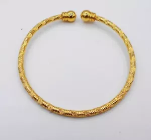 Bracelet 24K Yellow Gold Plated Bangle for Her Thai Baht Jewelry Gift Vintage - Picture 1 of 6