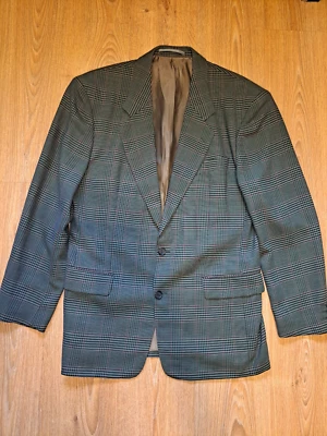 VIRGIN WOOL Hugo Boss Sport Coat Mens 42L Long Green Glen Plaid Blazer Suit - Image 1 of 4