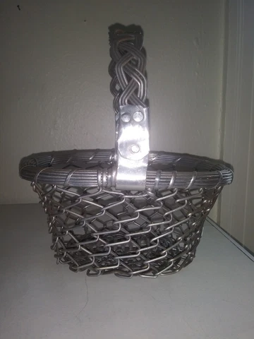 Vintage hand Woven Aluminum Basket. Made In India Cover