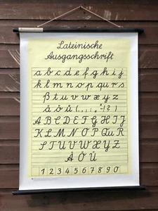 Vintage ALPHABET Schultafel Lerntafel KALLIGRAPHIE Kursiv doppelseitig - Bild 1 von 12