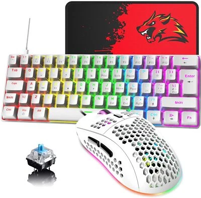 ZIYOULANG T60 60% UK Layout Wired Gaming Keyboard and Mouse Mechanical Rainbow - Image 1 of 4