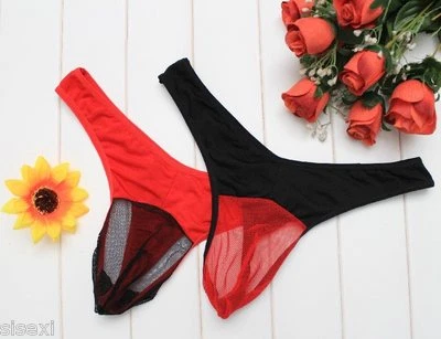 STRING SLIP S M ROUGE HOMME SEXY TRANSPARENT THONG RED UNDERWEAR MAN MANN UOMO . - Bild 1 von 4