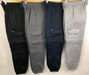 Cargo Pocket Fleece Track Pant, Tracksuit Pant Joggers, Work Pants W/Elastic Hem - Picture 1 of 20
