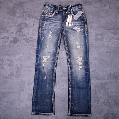 Pantalones de mezclilla desgastados calce recto Rock Revival Armie para hombre 28x32 relajados Foto 1 de 4