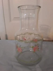 Pfaltzgraff  TEA ROSE  9" Tall Glass Juice Carafe Decanter - Picture 1 of 6