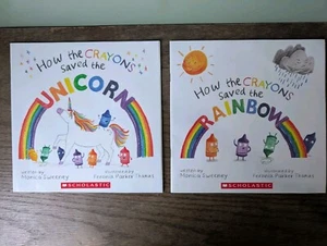 Lot of 2 How the Crayon Saved Books Rainbow Unicorns by Monica Sweeney Paperback - Bild 1 von 5