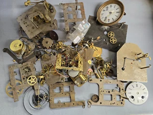 Large Antique Assorted Clock Parts Lot - Watchmaker Replacement Repair - Picture 1 of 6