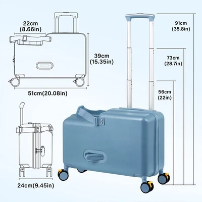 Kids Ride-on Luggage Suitcase, Carry On Trolley Luggage with Password Lock, 20" - Image 1 of 4