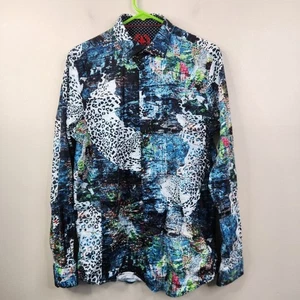 Au Noir Herren Langarm Jaguar Bedrucktes Button Down Hemd Medium - Bild 1 von 9
