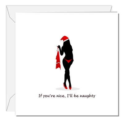 SWIZZOO Naughty Christmas Card for Boyfriend Husband Lover Sexy Cheeky Cute Rude Santa