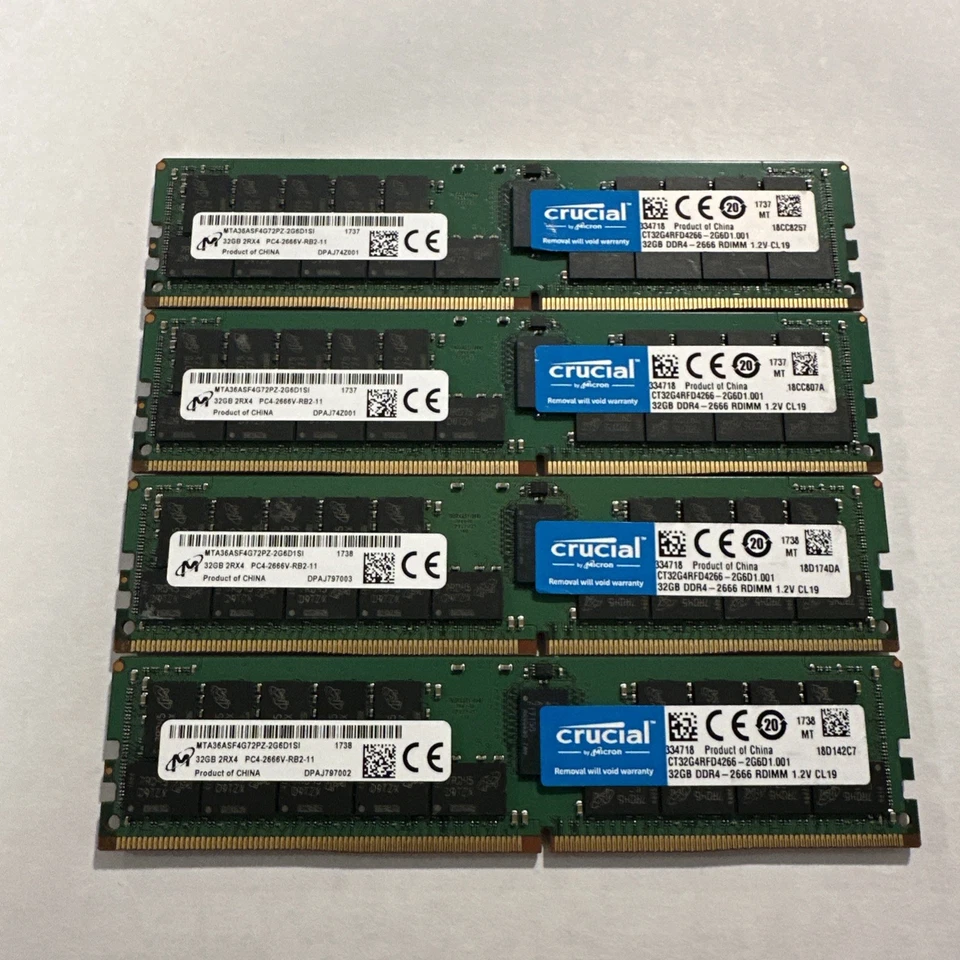 MTA36ASF4G72PZ-2G6D1SI MICRON 128GB (4X32GB) 2RX4 PC4-2666V DDR4 Server Memory - Image 1 of 1