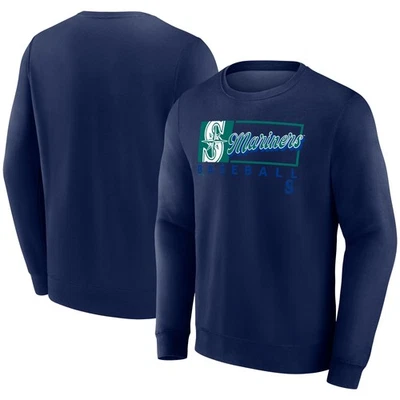 Men's Fanatics Navy Seattle Mariners Focus Fleece Pullover Sweatshirt - Image 1 of 3