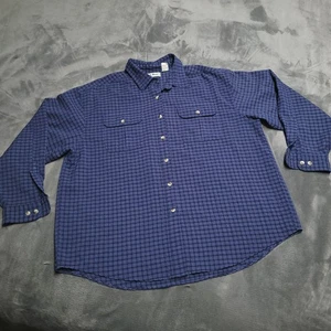 LL Bean Shirt Women XL Blue Check Roll Tab Long Sleeve Button - Picture 1 of 7