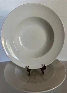 2 CRATE & BARREL Large Porcelain White Soup Pasta Bowls 12” Rim 2” - Picture 1 of 5