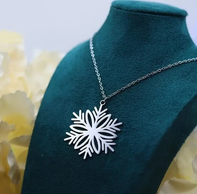 Collar Suéter Copo de Nieve Extra Largo 80cm Cadena S,Acero Impresionante Damas Moda Foto 1 de 4