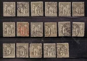 France Scott# 76 1fr 17 stamps used Scott=$187 - Picture 1 of 1