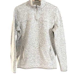 Thread & Supply 1/4 Zip Pullover Fleece Sweater Heather Tan Womens Large - Picture 1 of 8