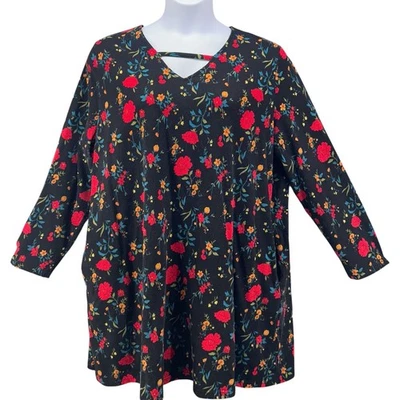 Ulla Popken Womens Tunic Blouse Size 24/26 Floral Lagenlook Romantic Plus Size - Image 1 of 4