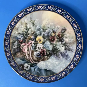 Pansies Collector Plate Gold Trim by Lena Liu Basket Bouquets WS George 1992 - Picture 1 of 11