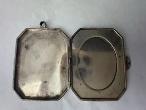 Großer antiker Art Deco Sterling britische Punzen Achteck Medaillon Anhänger - Bild 1 von 16