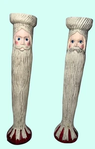 Lápiz tallado en madera de Navidad Candelabros de Papá Noel Vintage 7" Beige Rojo - Imagen 1 de 3