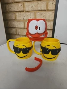 Hungry Jacks Face Off Mugs 1997 Vintage RED DAMAGED - Picture 1 of 14