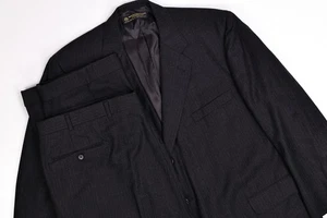 VINTAGE Brooks Brothers 90s Pinstripe Charcoal Suit 48L Pants 43x30 - Picture 1 of 18