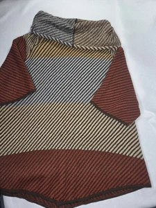 AVENUE Poncho Kurzarm Rollkragen braun hellbraun blau Pullover Damen 18 20 - Bild 1 von 5