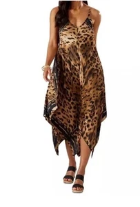 Tommy Bahama WOMEN'S Sun Cat Leopard Print Scarf Cover Up Dress SIZE S/M NEW - Picture 1 of 4