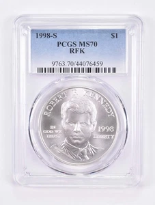 MS70 1998-S RFK Robert Kennedy Commemorative Silver Dollar PCGS *0506 - Picture 1 of 5