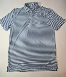Southern Tide Brrr Polo Shirt Mens Medium Blue Stripe Athleisure Stretch Cooling - Bild 1 von 9
