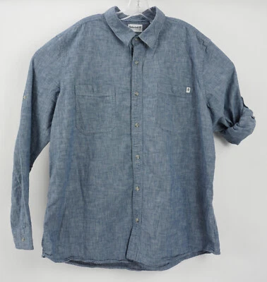 Camisa Timberland Para Hombre 2XL Manga con Pestaña Enrollable Cambray Denim Azul Algodón Abotonada Foto 1 de 4