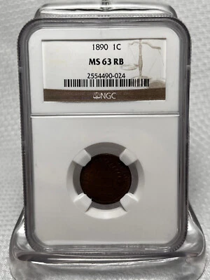 1890 INDIAN HEAD PENNY 1C One Cent Coin Graded By NGC MS63RB - Image 1 of 4