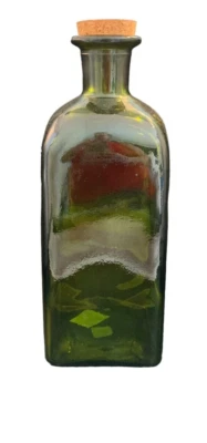 Large Glass Jar Cork Top Pier 1 Imports Made in Spain 12" Avocado Green  NWT - Image 1 of 4