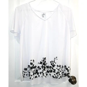 Elle Womens Short Sleeve V-Neck Thin Blouse Size XL - Picture 1 of 3