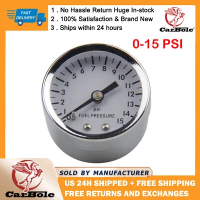 Manómetro 0-15 psi presión de combustible presión de aceite 1,5" para Holley Edelbrock Quickfuel EE. UU. Foto 1 de 4