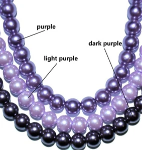 a string round glass pearl beads of 6 & 8 mm, purple, dark purple, light purple - Picture 1 of 3