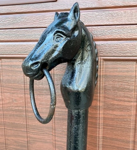 Antique Cast Iron Horse Head Hitching Post 65" 1 Piece Rare Cover