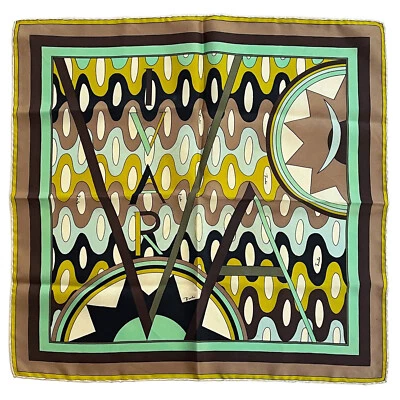 EMILIO PUCCI "VIVARA" Bufanda Pañuelo Estampado Vintage Seda Foulard 17" Cuadrado Foto 1 de 4