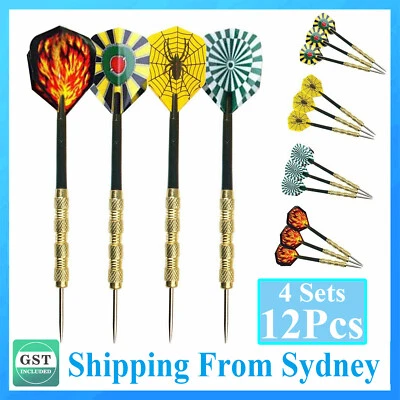 12 pcs(4 sets) of Steel Tip Darts Slim Barrel With Nice Dart Flights AU Shipping - image 1 of 4