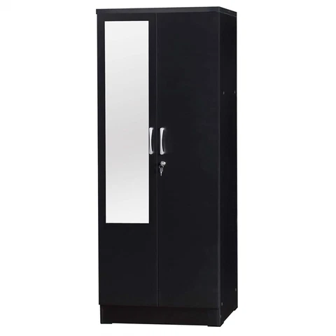 Better Home Products Harmony Two Door Armoire Wardrobe with Mirror in Black Cover