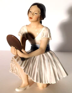Dahl Jensen Ballerina Holding Mirror Figurine Denmark 7 1/2" #1224 MINT - Picture 1 of 8