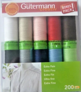 200m Gutermann 10x20m reel EXTRA FINE Polyester Machine Embroidery Sewing Thread - Picture 1 of 5