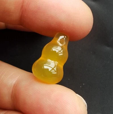 3D Pequeña Calabaza Amarillo Calcedonia Ágata Piedra Amuleto Colgante, Dije Cuerda Collar Foto 1 de 4