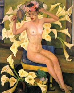 Diego Rivera Signed Oil Painting on Canvas 20x28 in Mexican Art .. - Picture 1 of 2