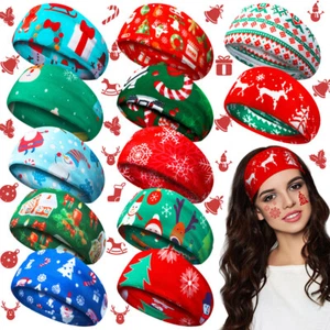 12pcs Christmas Headbands Stretch Knotted Headbands Sports Head Band - Picture 1 of 10