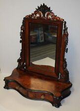 Antique Victorian Burl Walnut Gent’s Dresser Mirror – Sits On Dresser or Counter