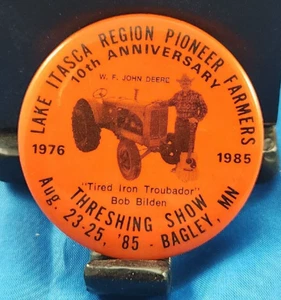 Vintage Pin Button 2.25" Lake Itasca Threshing Show 1985 Bagley MN FREE SHIPPING - Picture 1 of 2