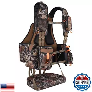 Kalkal Camo Turkey Vest with Detachable Seat Pad | Lightweight Turkey Hunting - Picture 1 of 5